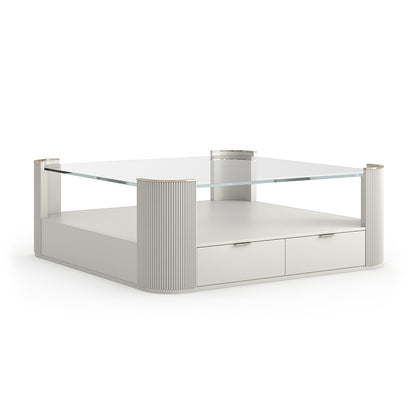Caracole - Love Square Cocktail Table  in Matte Pearl-Whisper of Gold - CLA-024-406 veiw 1