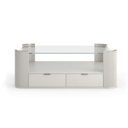Caracole - Love Square Cocktail Table in Matte Pearl-Whisper of Gold - CLA-024-406