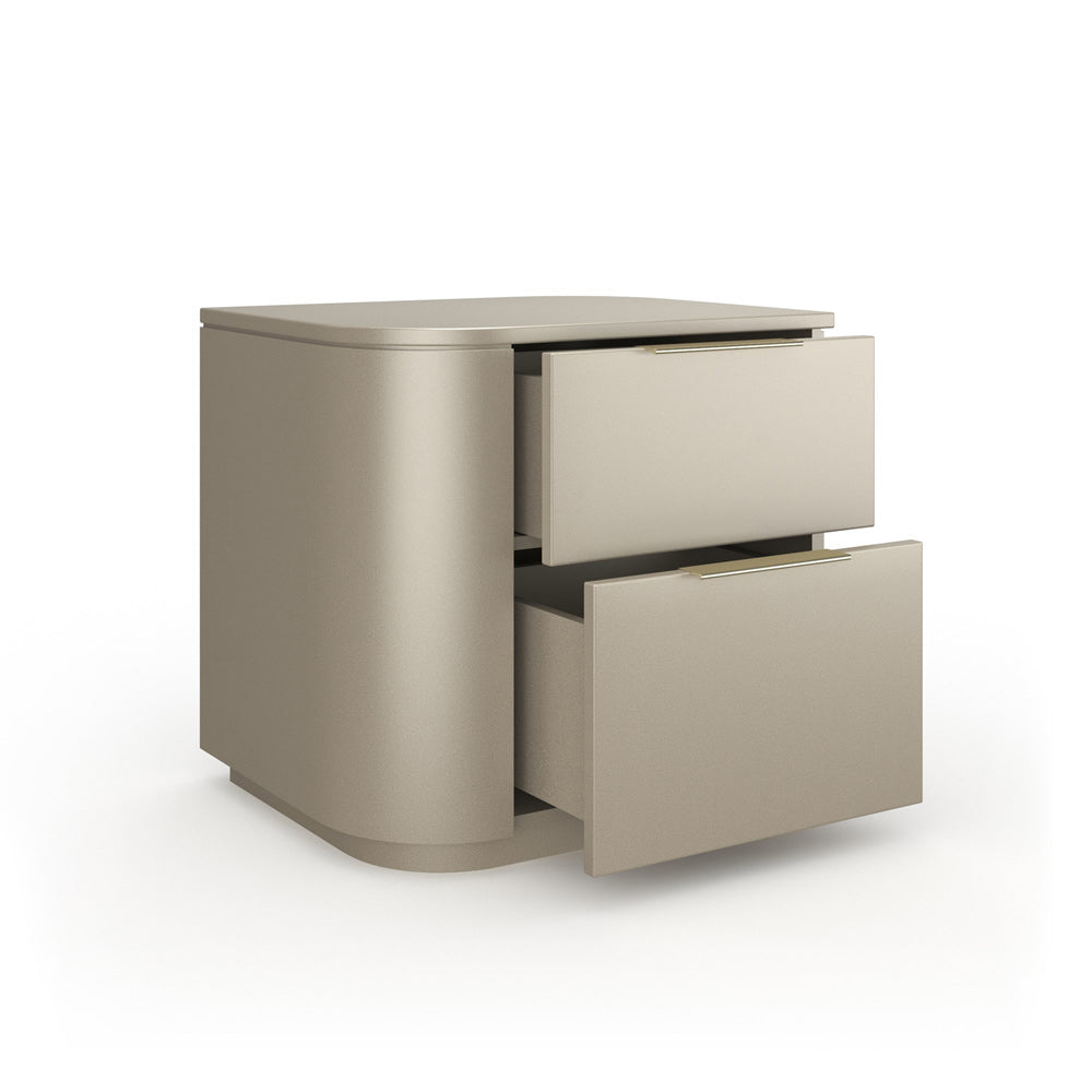 Caracole - Oblique Left Nightstand in Soft Silver Paint Gloss - CLA-024-061