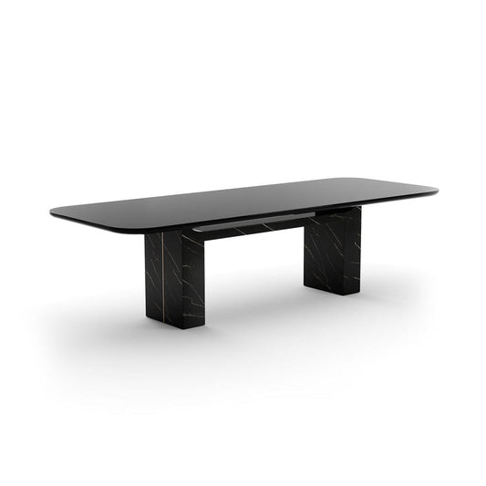 Caracole - Overlap Rectangle Dining Table Dark - CLA-425V-2011 view 1