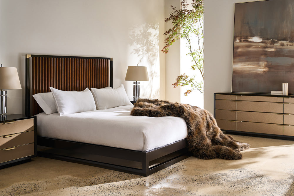 Caracole - Pinstripe Slatted Bed Dark - King Bed - CLA-424-127