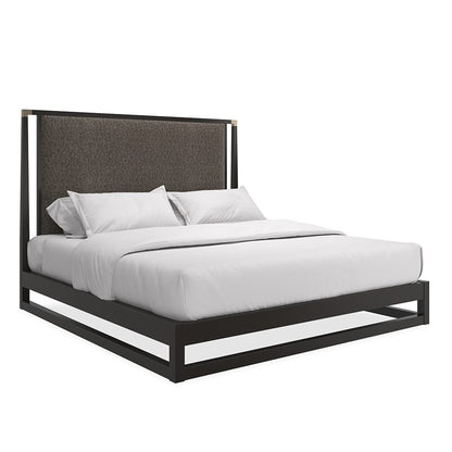 Caracole - Pinstripe Uph King Bed Dark in Dark Chocolate - CLA-424-123