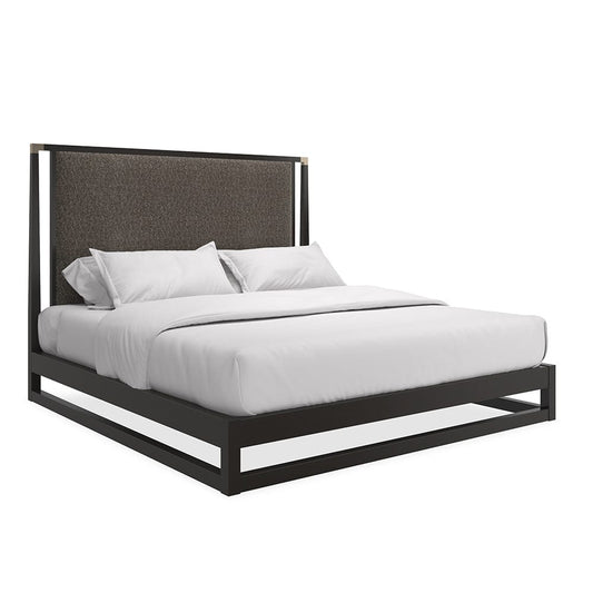 Caracole - Pinstripe Uph King Bed Dark in Dark Chocolate - CLA-424-123