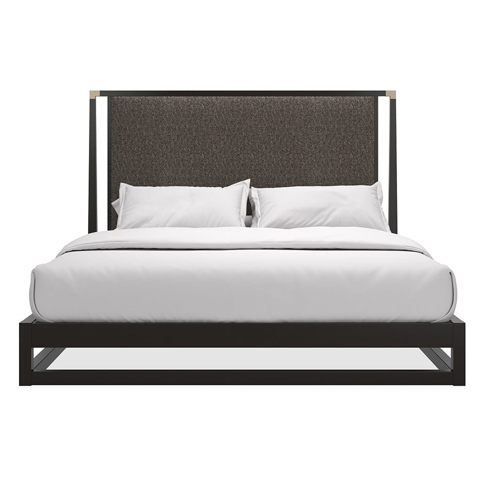 Caracole - Pinstripe Uph King Bed Dark in Dark Chocolate - CLA-424-123