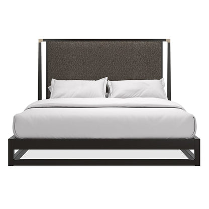 Caracole - Pinstripe Uph King Bed Dark in Dark Chocolate - CLA-424-123