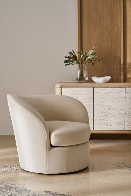 Caracole - Quasi Raf Swivel Chair in Ivory - UPH-024-032-A