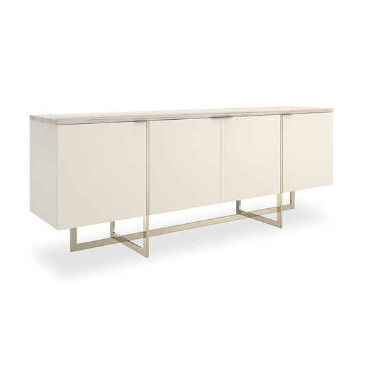 Caracole - Wish You Were Here Media Cabinet in Almond Milk, Whisper of Gold - CLA-424-534