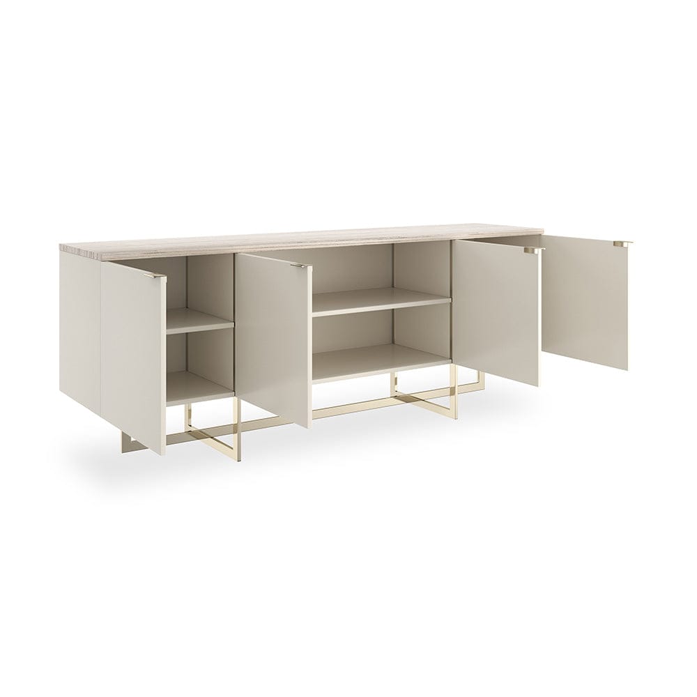 Caracole - Wish You Were Here Media Cabinet in Almond Milk, Whisper of Gold - CLA-424-534