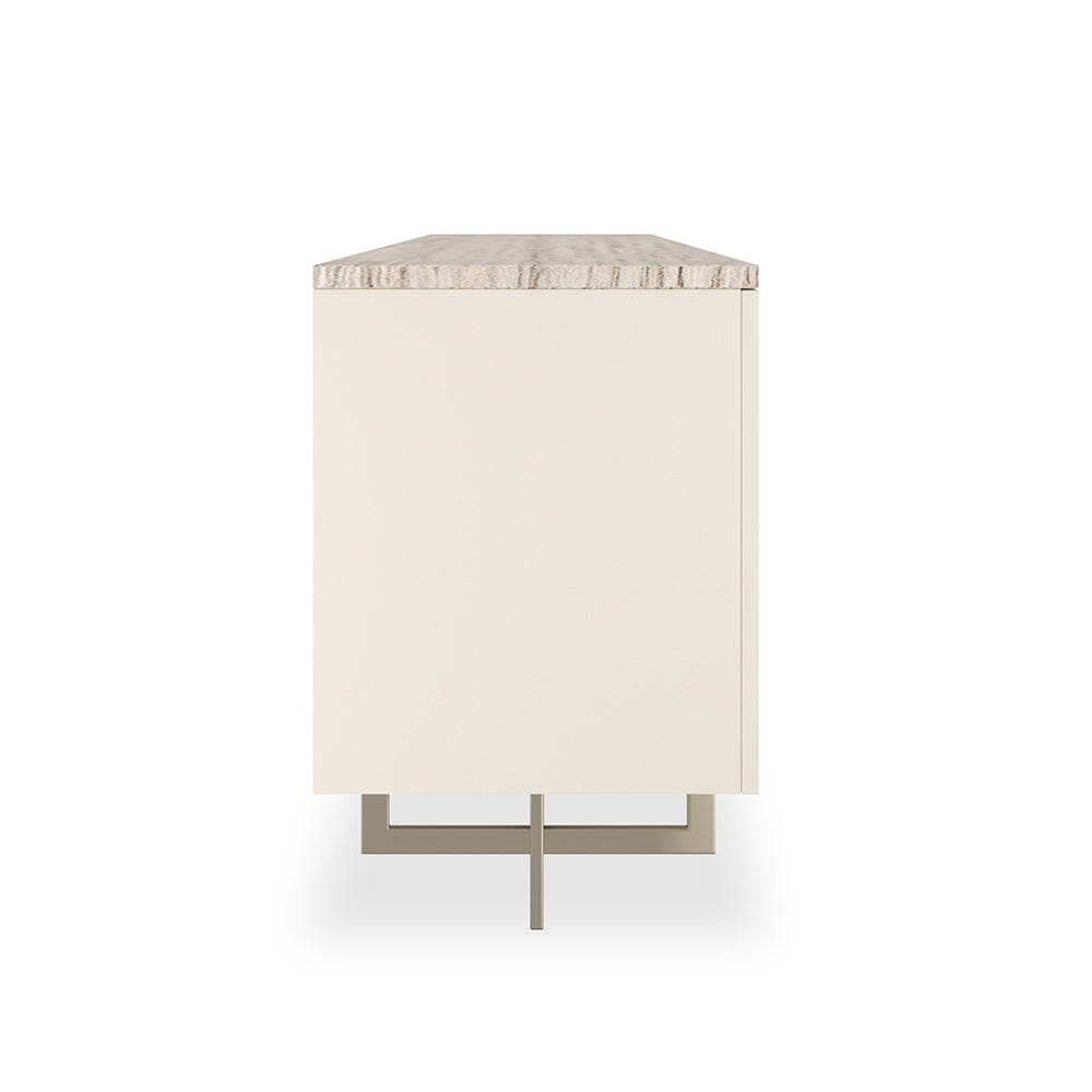 Caracole - Wish You Were Here Media Cabinet in Almond Milk, Whisper of Gold - CLA-424-534