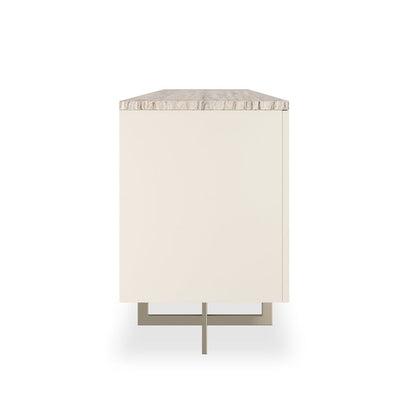 Caracole - Wish You Were Here Media Cabinet in Almond Milk, Whisper of Gold - CLA-424-534