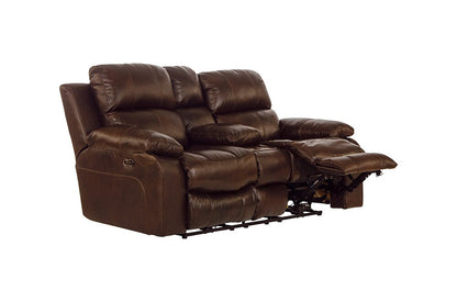 Catnapper - Positano Power Reclining Console Loveseat w/Storage & Cupholders in Cocoa - 64999/1268-09/3068-09 view 2