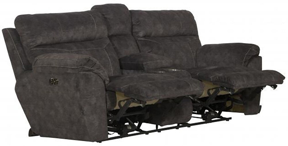 Catnapper - Sedona Power Headrest Power Lay Flat Reclining Console Loveseat w/Storage & Cupholders in Smoke - 62229/2793-28 veiw 3
