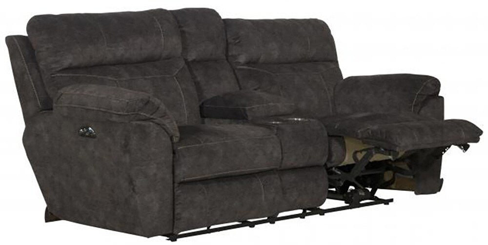 Catnapper - Sedona Power Headrest w/Lumbar Power Lay Flat Reclining Console Loveseat w/Storage & Cupholders in Smoke - 762229/2793-28 veiw 2