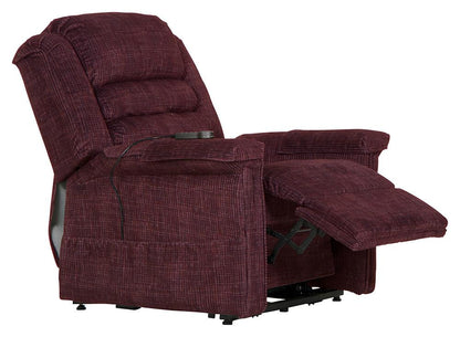 Catnapper - Soother Power Lift Full Lay-Out Chaise Recliner w/Heat & Massage in Wine - 4825/2001-34 veiw 2