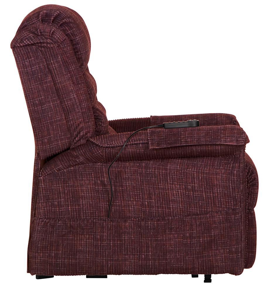 Catnapper - Soother Power Lift Full Lay-Out Chaise Recliner w/Heat & Massage in Wine - 4825/2001-34 veiw 7