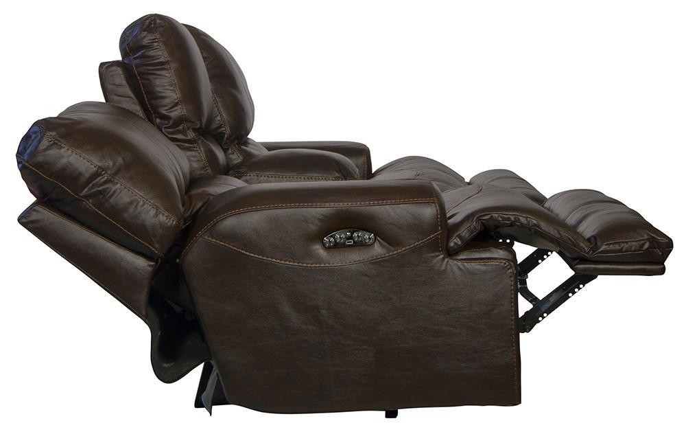 Catnapper - Wembley Power Headrest w/Lumbar Power Lay Flat Reclining Console Loveseat in Chocolate - 764589/1283-09/3083-09 veiw 4