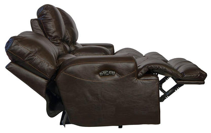 Catnapper - Wembley Power Headrest w/Lumbar Power Lay Flat Reclining Console Loveseat in Chocolate - 764589/1283-09/3083-09 veiw 4