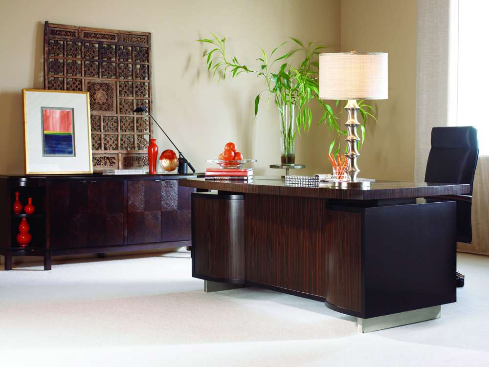 Century Furniture - Century Office - Ebony Desk - Black Leather Top - N3E-701-1 veiw 2