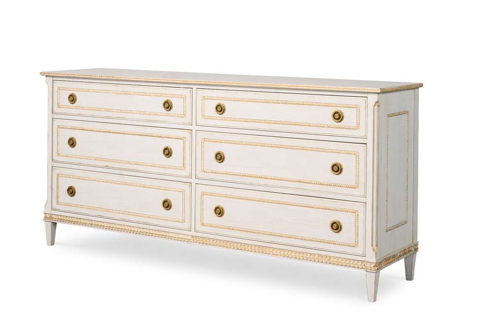 Century Furniture - Monarch White wash, Gold, Antique Brass Emily Dresser - MN5881 veiw 1
