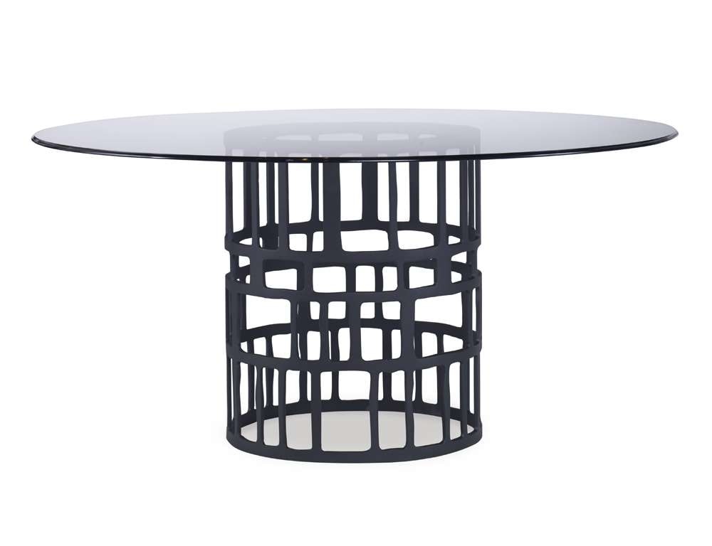 Century Furniture - Metal Dining Table Base With Glass Top 48in - CRA-827B_78G-981T-48 veiw 1