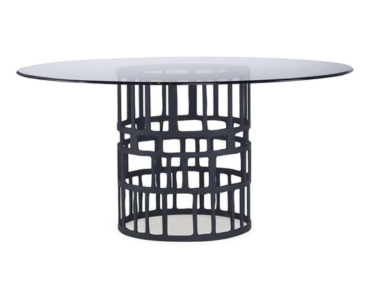Century Furniture - Metal Dining Table Base With Glass Top 60in - CRA-827B_78G-981T-60 veiw 1