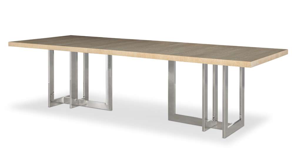 Century Furniture - Milan Blonde Cerused, Polished Stainless Steel Milan Dining Table - 841-308-V1 veiw 1