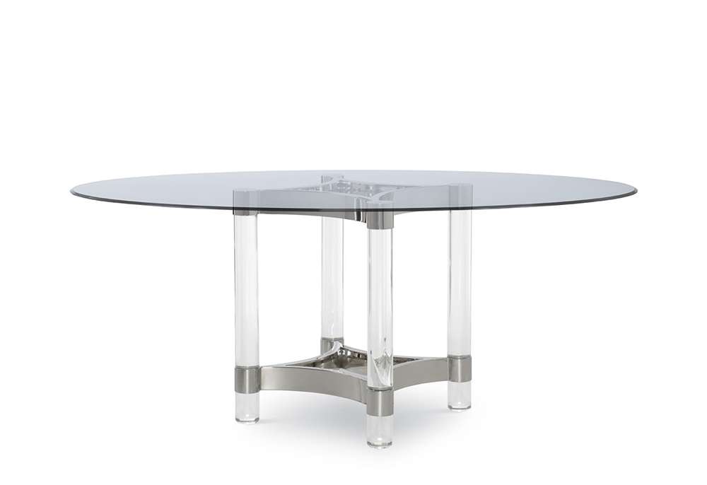 Century Furniture - Table Base-Stainless With Glass Top 54in - CRA-829B_78G-981T-54 veiw 1
