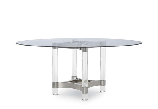 Century Furniture - Table Base-Stainless With Glass Top 60in - CRA-829B_78G-981T-60 veiw 1