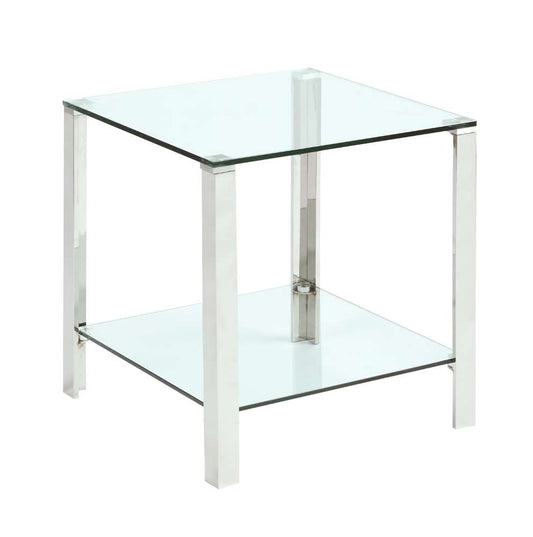Chintaly - 20in Glass Top And Base With Glass Shelf Lamp Table- 5080-LT veiw 1