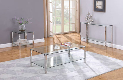 Chintaly - 20in Glass Top And Base With Glass Shelf Lamp Table- 5080-LT veiw 3