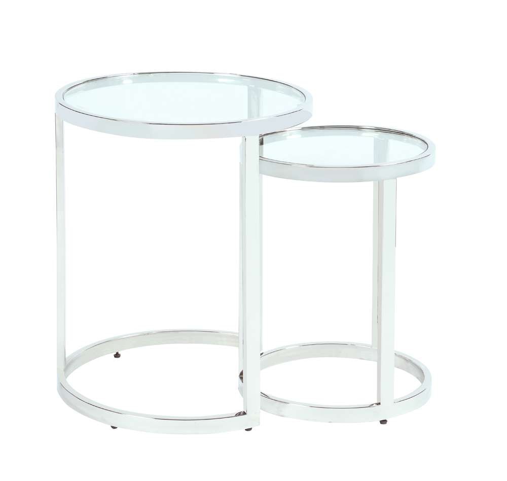 Chintaly - 20in Round Glass Nesting Lamp Table - 5509-LT-NST veiw 1