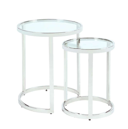 Chintaly - 20in Round Glass Nesting Lamp Table - 5509-LT-NST veiw 2