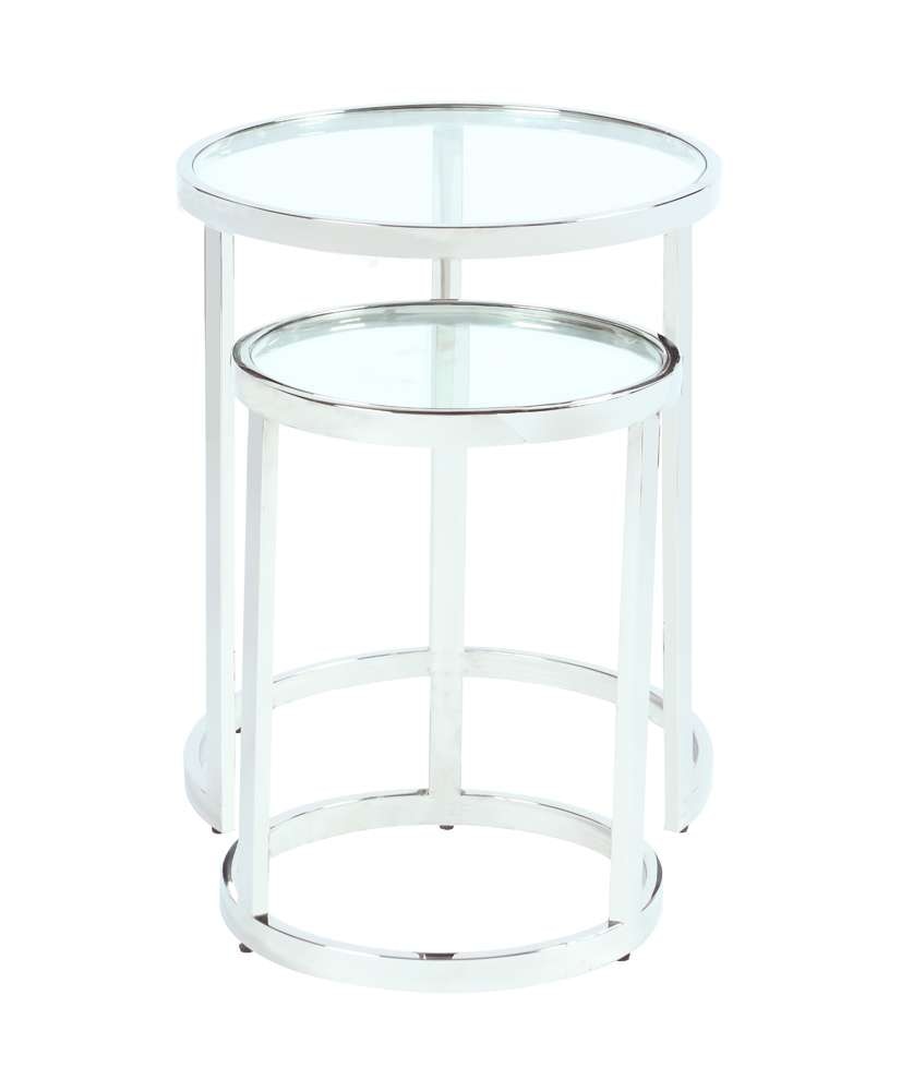 Chintaly - 20in Round Glass Nesting Lamp Table - 5509-LT-NST veiw 4