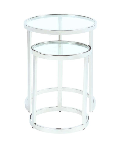 Chintaly - 20in Round Glass Nesting Lamp Table - 5509-LT-NST veiw 4