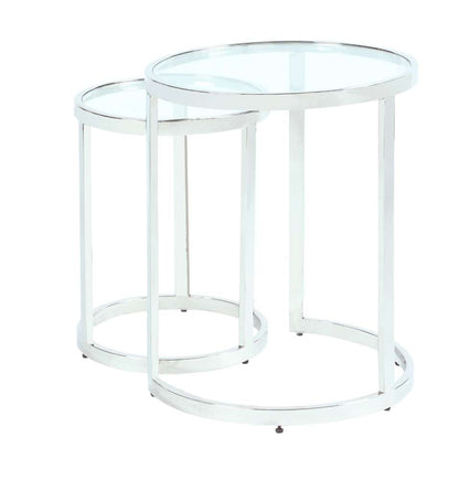 Chintaly - 20in Round Glass Nesting Lamp Table - 5509-LT-NST veiw 5