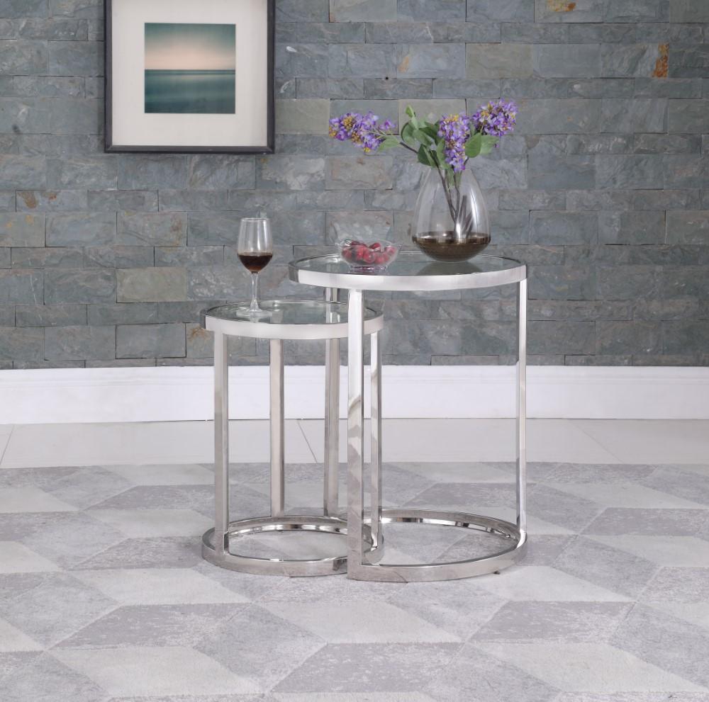 Chintaly - 20in Round Glass Nesting Lamp Table - 5509-LT-NST veiw 6