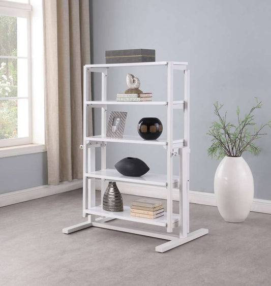 Chintaly - 32in Convertible Bookshelf and Dining Table - 8473-DT-WHT veiw 2