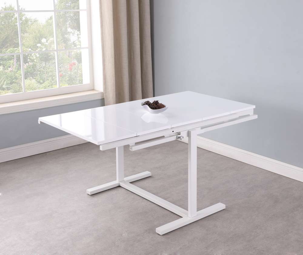 Chintaly - 32in Convertible Bookshelf and Dining Table - 8473-DT-WHT veiw 3