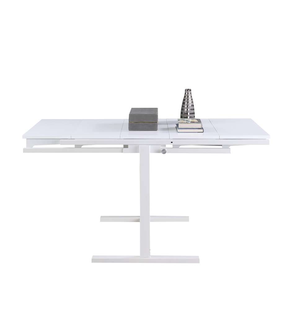Chintaly - 32in Convertible Bookshelf and Dining Table - 8473-DT-WHT veiw 5