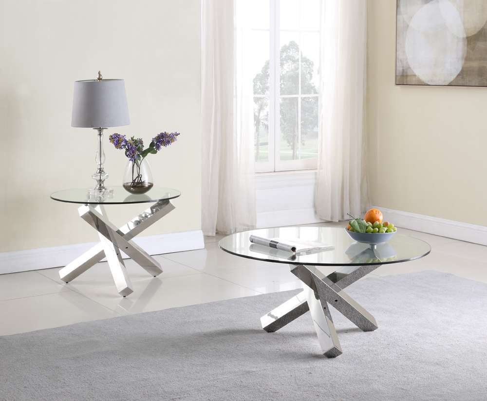 Chintaly - Contemporary 26in Round Lamp Table - 9008-LT veiw 4