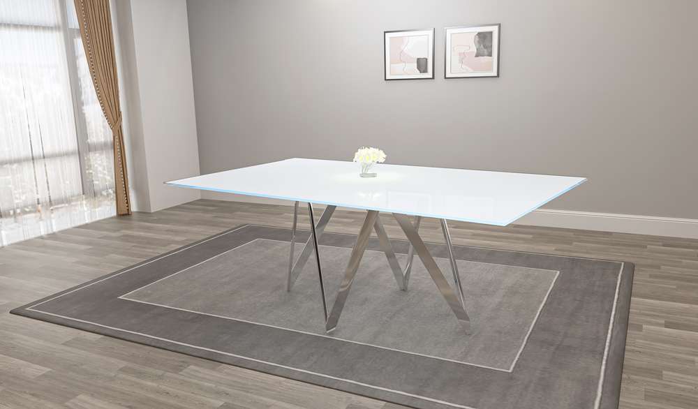Chintaly - Abigail Abigail Dining Table in Starphire White Glass - ABIGAIL-DT veiw 3