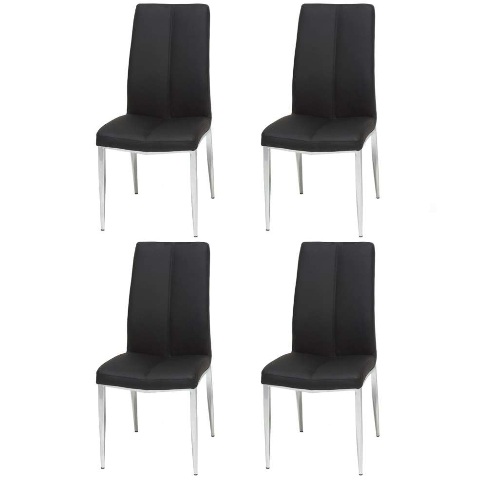 Chintaly - Abigail Side Chair W/ Chrome Legs in Black PU (Set of 4) - ABIGAIL-SC-BLK veiw 2