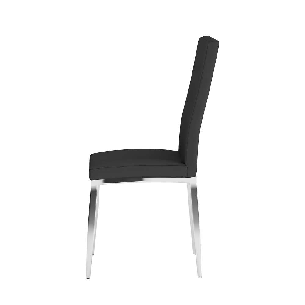 Chintaly - Abigail Side Chair W/ Chrome Legs in Black PU (Set of 4) - ABIGAIL-SC-BLK veiw 3