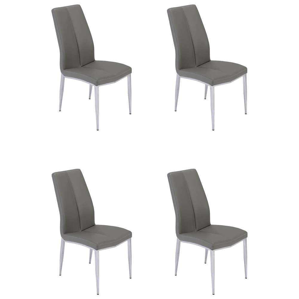 Chintaly - Abigail Side Chair W/ Chrome Legs in Grey PU (Set of 4) - ABIGAIL-SC-GRY veiw 2