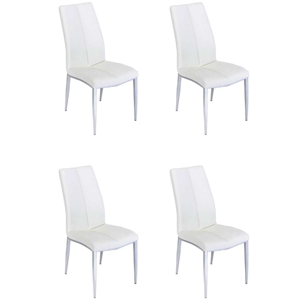 Chintaly - Abigail Side Chair with Chrome Legs in White (Set of 4) - ABIGAIL-SC-WHT-TX veiw 2