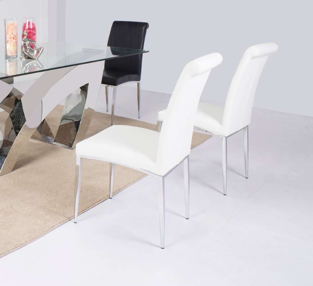 Chintaly - Alexis Rolled Back Side Chair in White PU (Set of 4) - ALEXIS-SC-WHT veiw 3