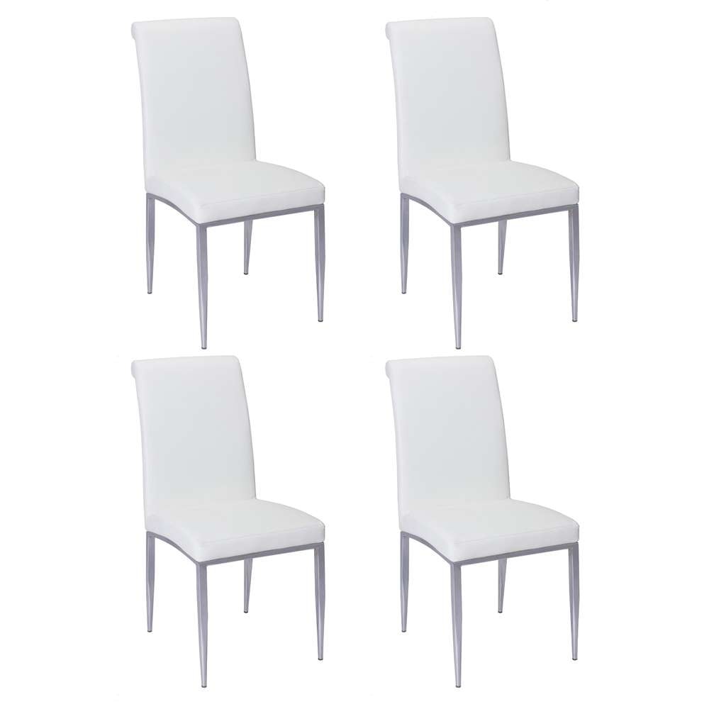Chintaly - Alexis Rolled Back Side Chair in White PU (Set of 4) - ALEXIS-SC-WHT veiw 5