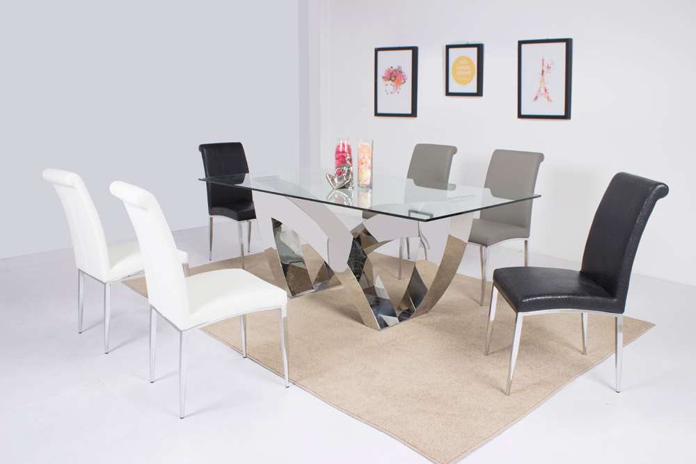 Chintaly - Alexis Rolled Back Side Chair in White PU (Set of 4) - ALEXIS-SC-WHT veiw 6