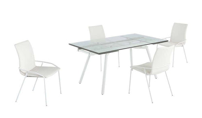 Chintaly - Alicia Contemporary Dining Set with Extendable Glass Table & 4 Side Chairs - ALICIA-5PC veiw 2