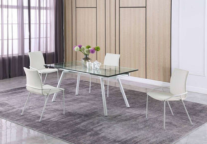 Chintaly - Alicia Contemporary Dining Set with Extendable Glass Table & 4 Side Chairs - ALICIA-5PC veiw 3